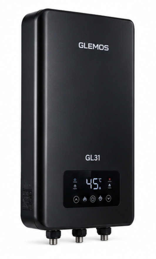 Calefón Eléctrico Instantáneo Glemos GL31 Trifásico 24 kW negro GLEM005