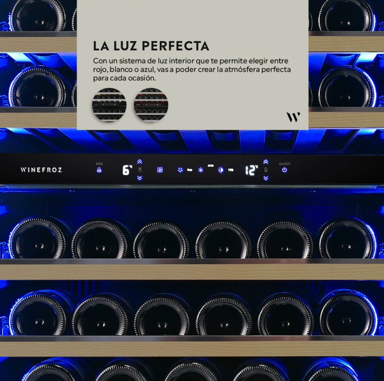 CAVA WINEFROZ WIFI LUXURY EDITION ACERO INOXIDABLE NEGRO PARA 119 BOTELLAS TRIPLE TEMPERATURA WMN143TBLACKINOX
