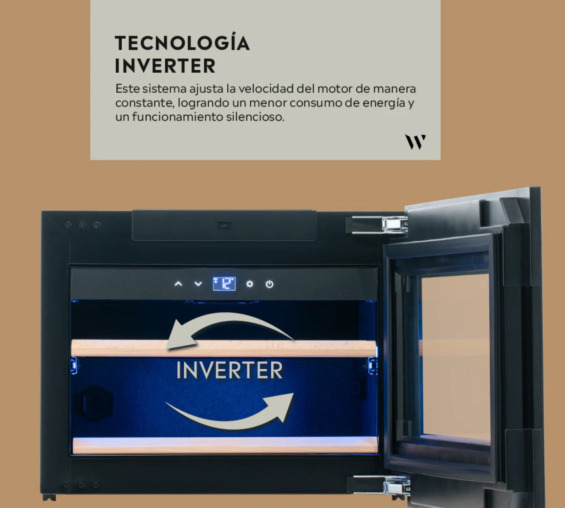 CAVA WINEFROZ GLASS DOOR EDITION PARA 17 BOTELLAS - INVERTER - EMPOTRABLE / APOYO MN18S