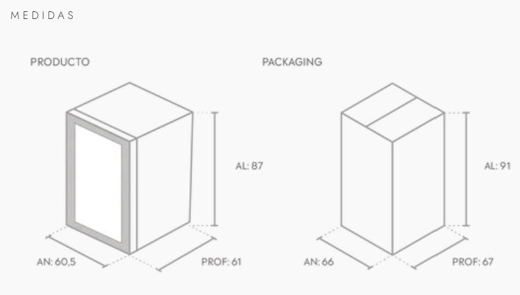 CAVA WINEFROZ GLASS DOOR EDITION PARA 56 BOTELLAS - SIMPLE TEMPERATURA