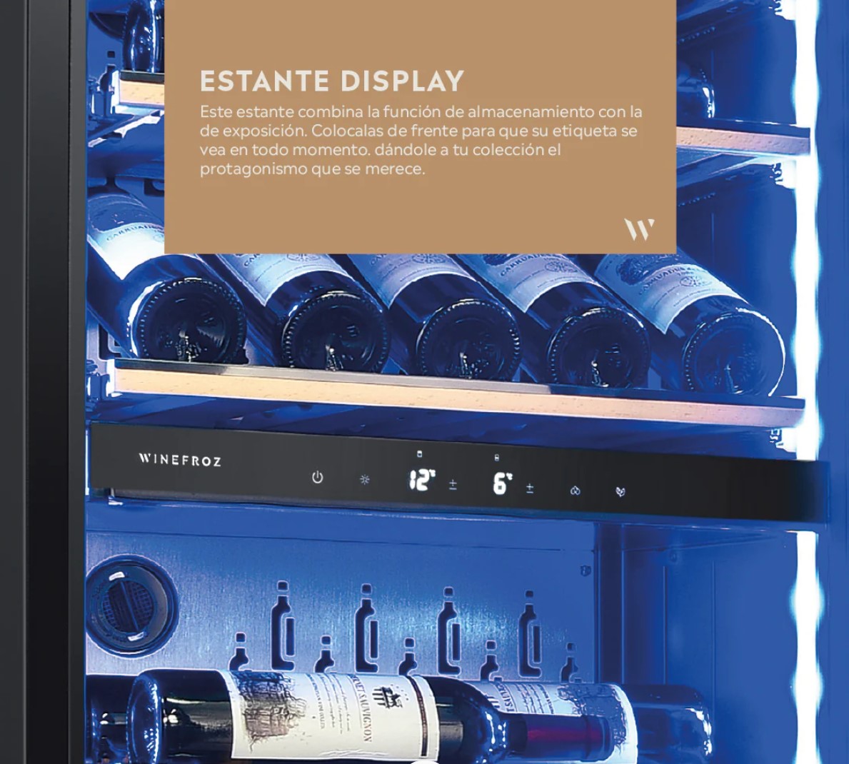 CAVA WINEFROZ PANELABLE PARA 71 BOTELLAS - EMPOTRABLE / APOYO - TRIPLE TEMPERATURA