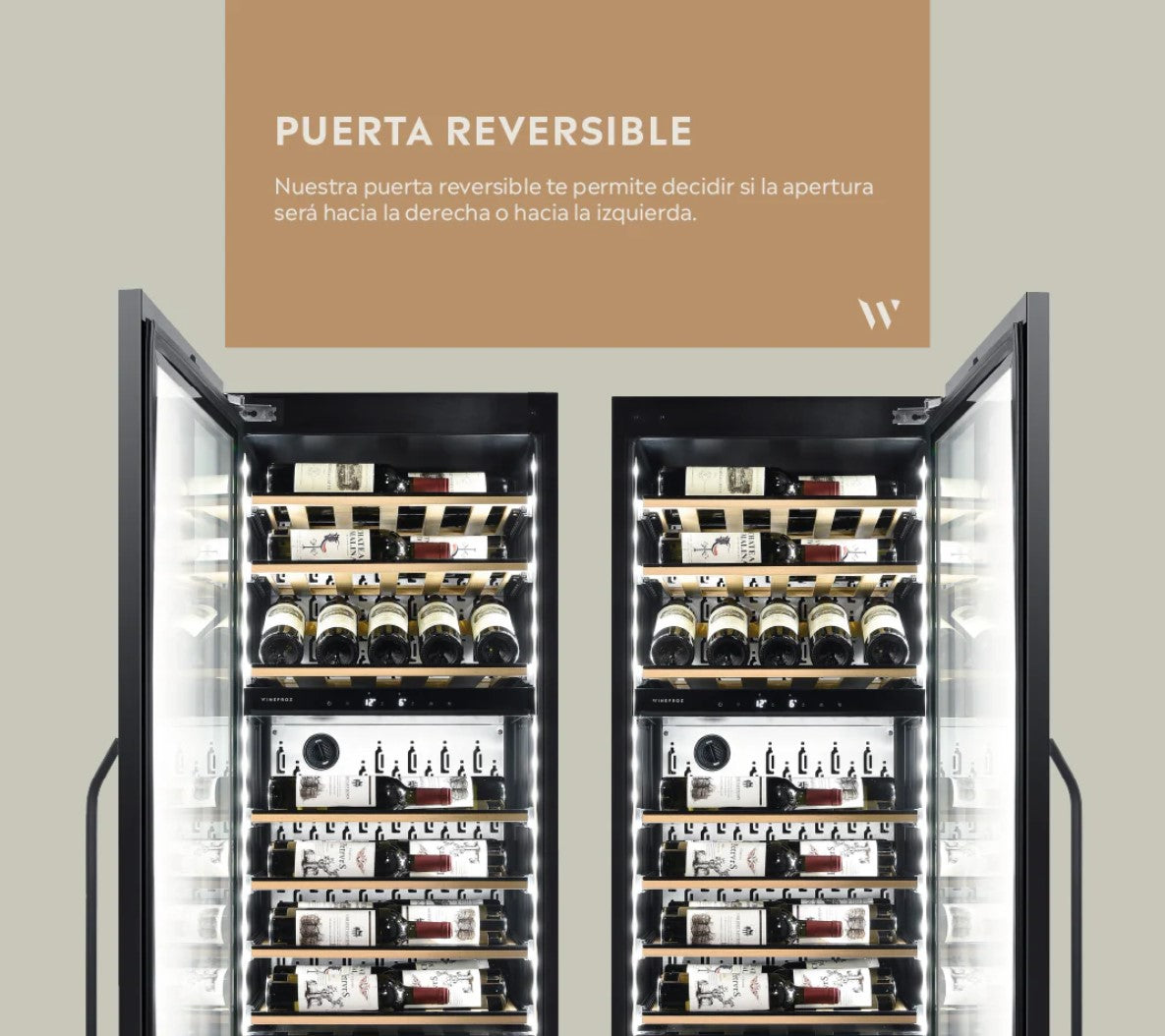 CAVA WINEFROZ PANELABLE PARA 71 BOTELLAS - EMPOTRABLE / APOYO - TRIPLE TEMPERATURA