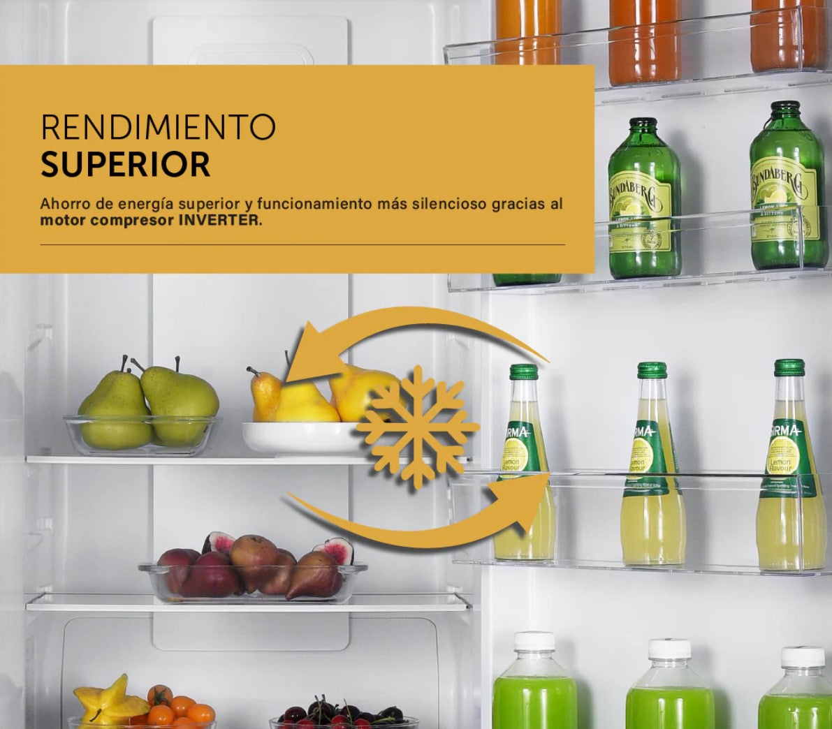 Heladera Inverter No Frost Acero Inoxidable Negro 388 L - Combinable con FR307 - HEL388