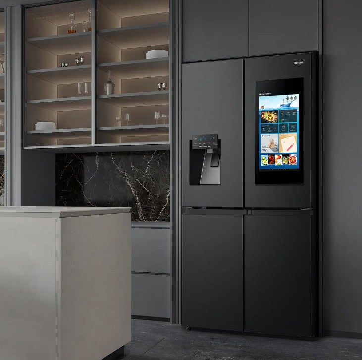 Heladera 4 Puertas Hisense RQ697HB Pantalla Smart Inverter 640l Negra