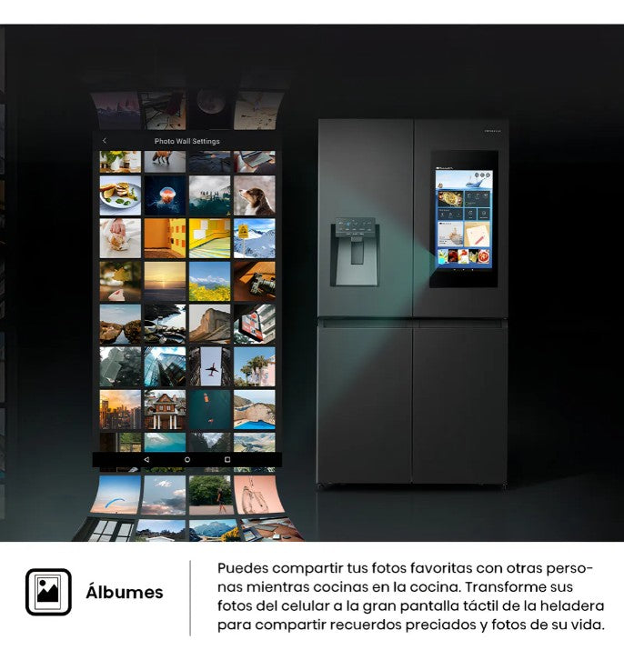 Heladera 4 Puertas Hisense RQ697HB Pantalla Smart Inverter 640l Negra