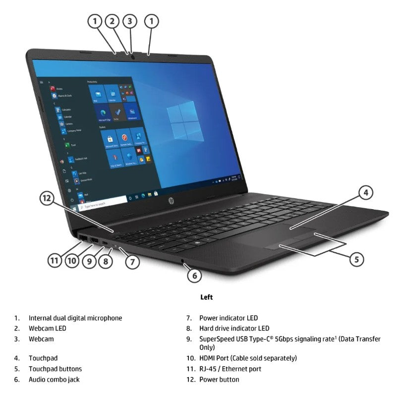 Notebook Hp 250g8 - 250gb - 8gb Ram - Windows 11 Home Plateado Ceniza Oscuro