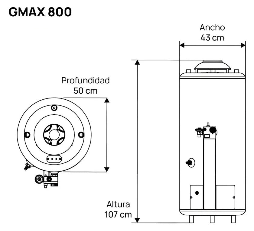Termotanque a Gas Coppens Alta Recuperación 800 Lh Superior - TT50GMAX