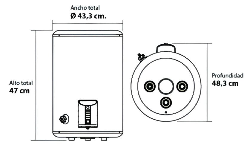 Termotanque Eléctrico Colgar Conexión Inferior Coppens 40 L Blanco - TTQE40CO