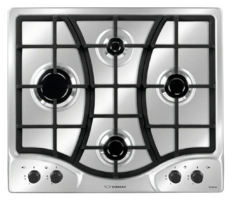 Anafe a Gas Ormay Tecno IX 4 Hornallas Plateado Acero