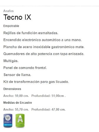 Anafe a Gas Ormay Tecno IX 4 Hornallas Plateado Acero