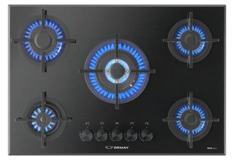 Anafe Multigas Ormay Ónix Black 5 Hornallas Negro