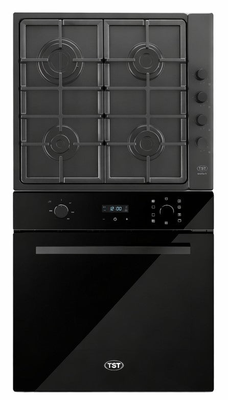 Combo TST Horno Empotrable Eluxe Black  41-60 de 60 cm + Anafe Sulata Neo 4H Negro Multigas 24-4