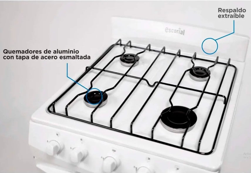 Cocina Escorial Candor 4 Hornallas Gas Envasado Blanca - 32591