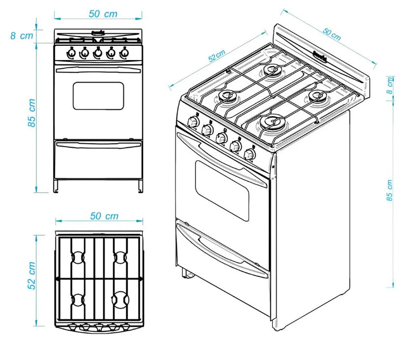Cocina Escorial Palace Cristal LX S2 4 Hornallas Gas Natural - 32607