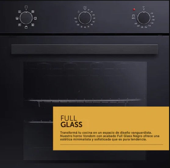 Combo Cocción Eco Vondom Horno Empotrable + Anafe Vitro 60cm Negro - COMBOCOCCIONECO