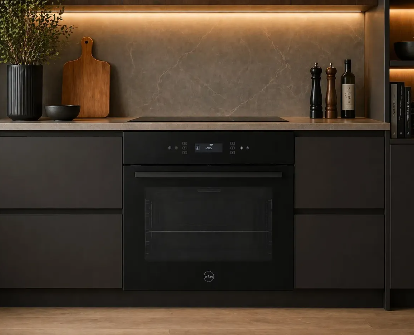 Combo Artei Total Black Horno Empotrable Touch 60cm + Anafe Vitrocerámico 4 Zonas
