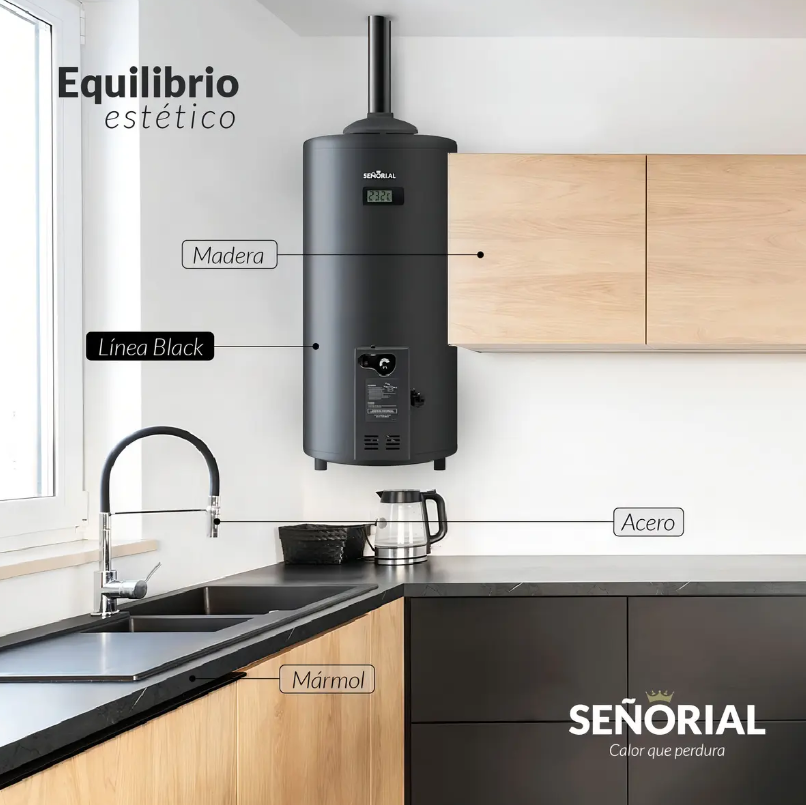Termotanque Eléctrico Señorial Black 80L Negro Protección Anticorrosiva