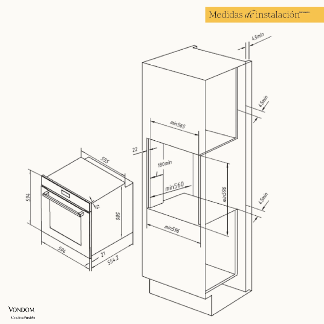 Horno Empotrable Vondom WiFi Pirolítico TFT Air Fry 81L TNC60HE-2
