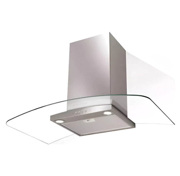 Extractor Campana De Pared Spar Ray Acero Inox Vidrio 90 Cm Plateado