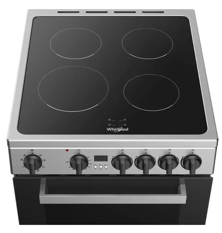 Cocina Eléctrica Whirlpool 55 cm Vitrocerámica 4 Zonas Horno 73 L Inox WFU4VA