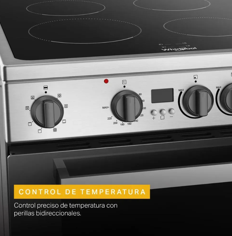 Cocina Eléctrica Whirlpool 55 cm Vitrocerámica 4 Zonas Horno 73 L Inox WFU4VA