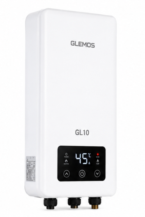 Calefón Eléctrico Instantáneo Glemos GL10 Blanco 8.5 kW GLEM003