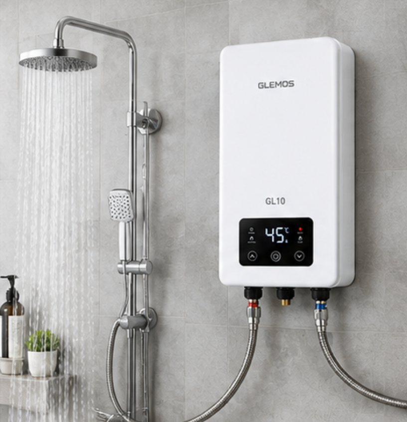 Calefón Eléctrico Instantáneo Glemos GL10 Blanco 8.5 kW GLEM003