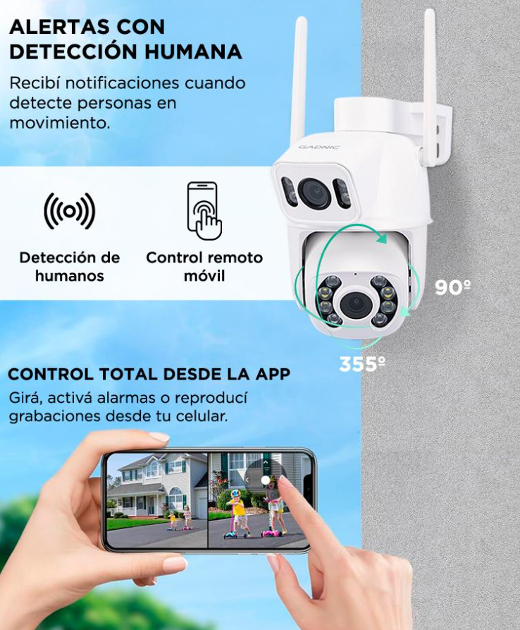 Cámara de Seguridad GADNIC P2P00057 4K Beast Doble Lente 8 MP
