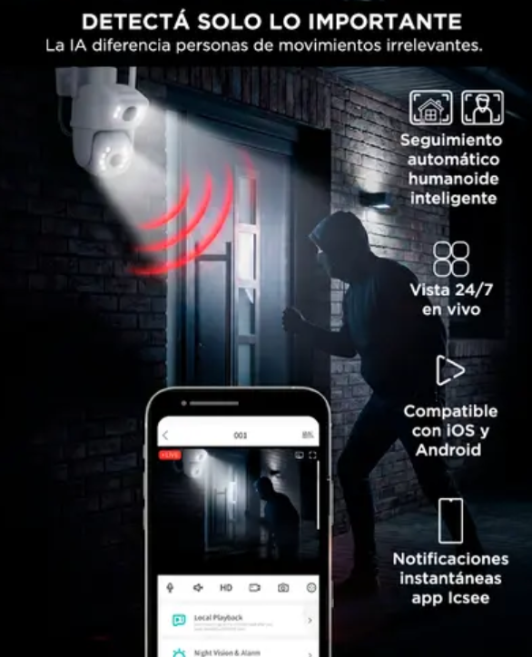 Cámara de Seguridad GADNIC P2P00057 4K Beast Doble Lente 8 MP