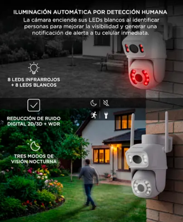 Cámara de Seguridad GADNIC P2P00057 4K Beast Doble Lente 8 MP