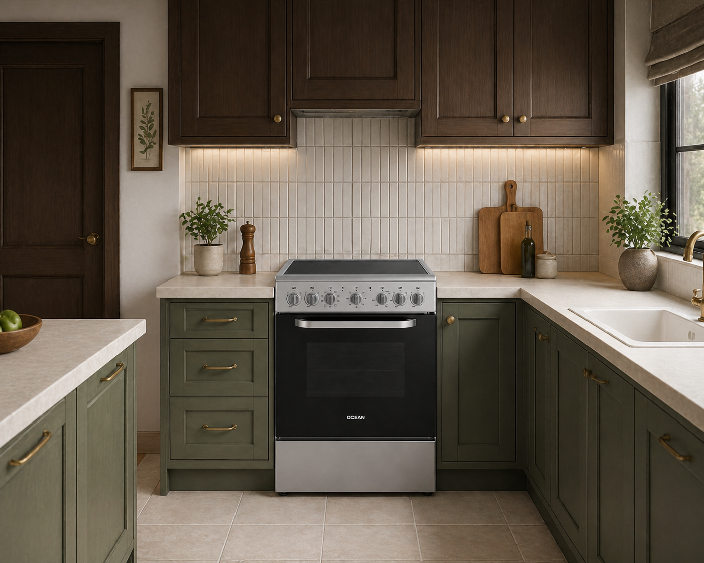 Cocina Eléctrica OCEAN 60x65cm Vitrocerámica VCOM 6604-4I