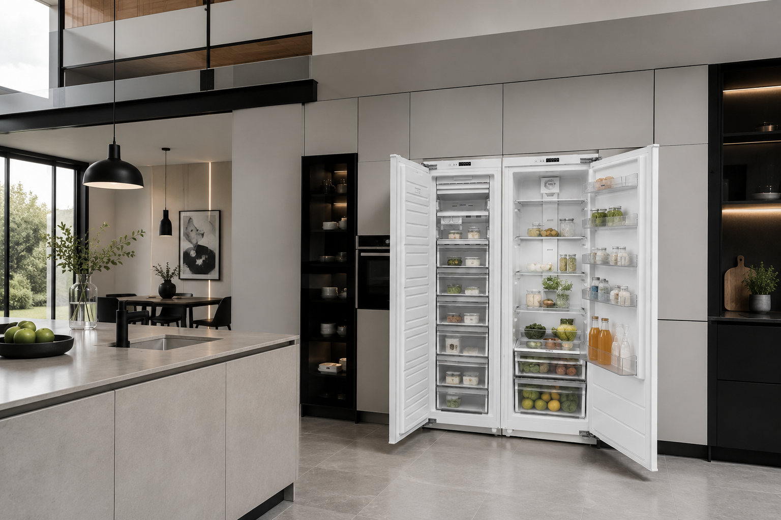 Combo Ocean Italy Heladera Panelable 294L + Freezer No Frost Empotrable 197L