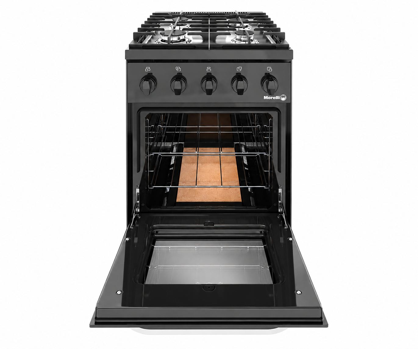 Cocina Morelli 550 Nero Negra gas 4 hornallas puerta con visor - 18702