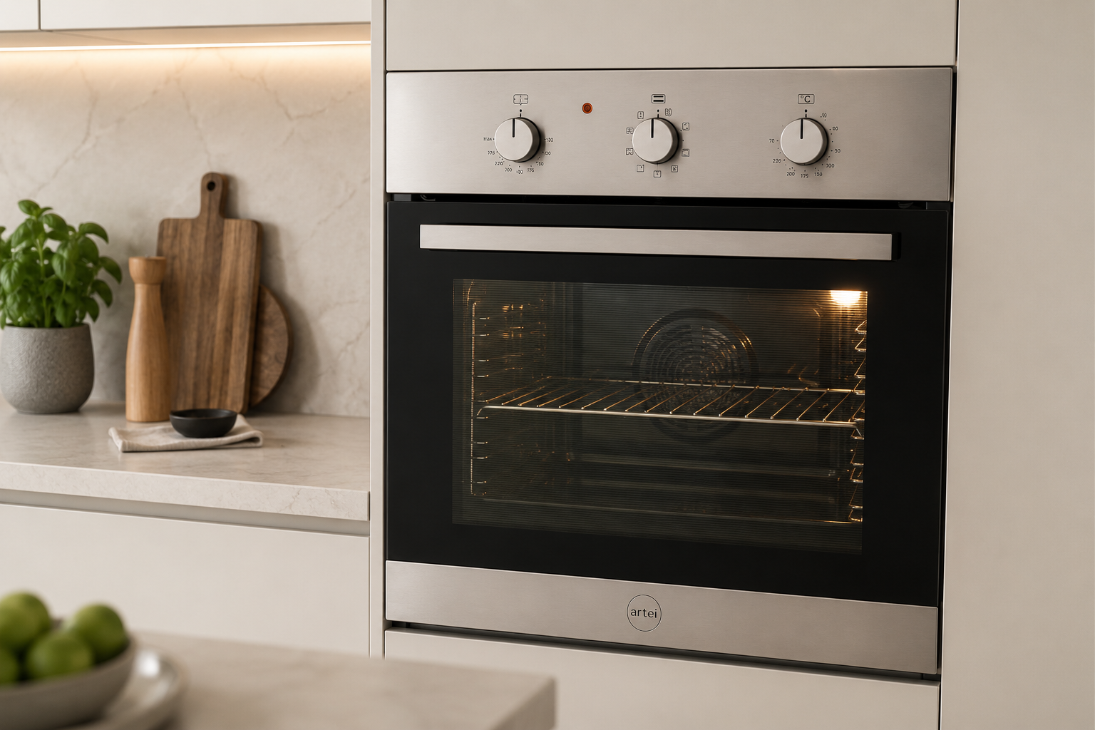 Combo Artei Horno Empotrable Iron Air Fryer 60cm + Anafe Vitrocerámico 4 Zonas