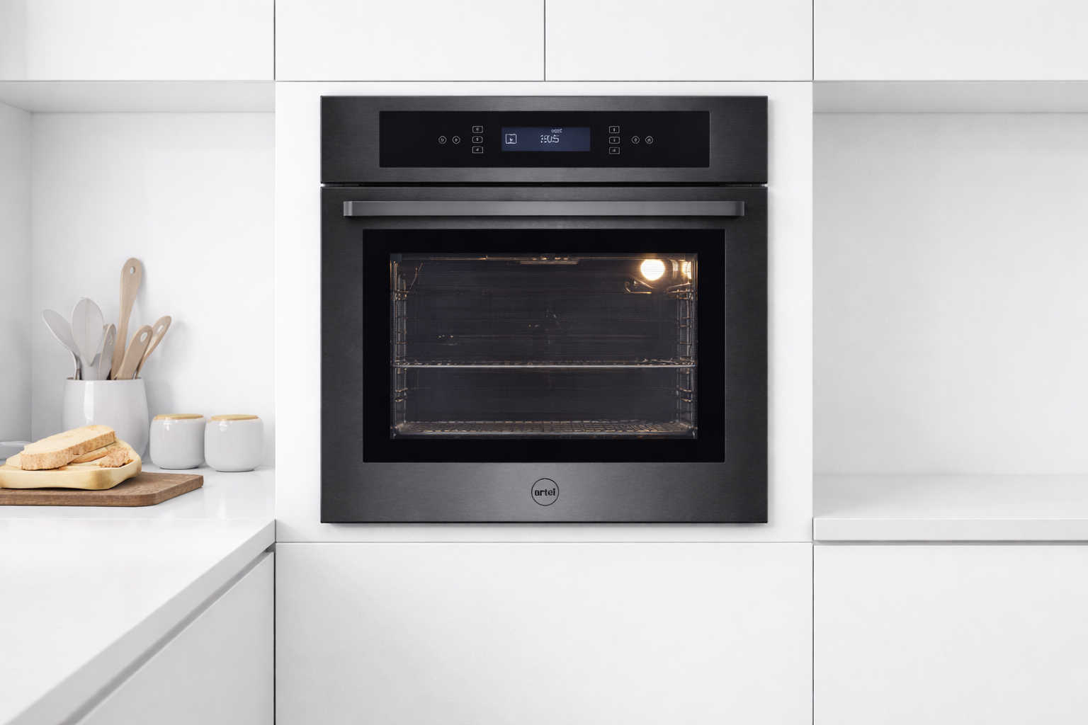 Horno Empotrable Artei "VECCHIO" 60cm Eléctrico Multifunción terminación BLACK STEEL