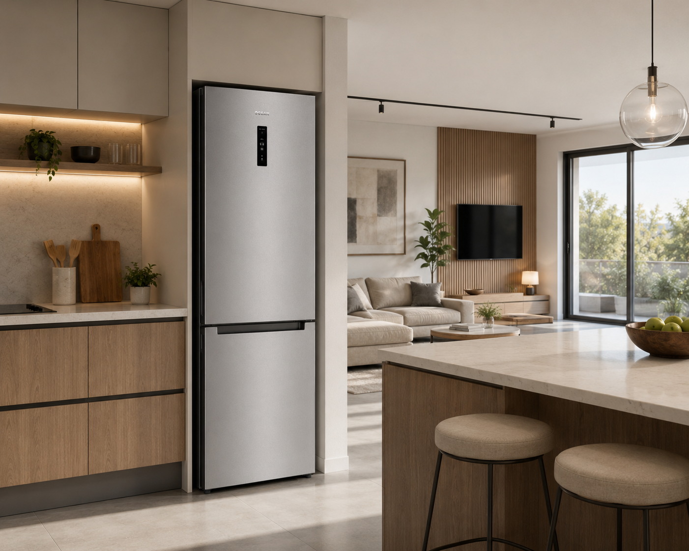 Heladera Ocean Italy OSCB310NFDS3 combi No Frost 290L Platinum