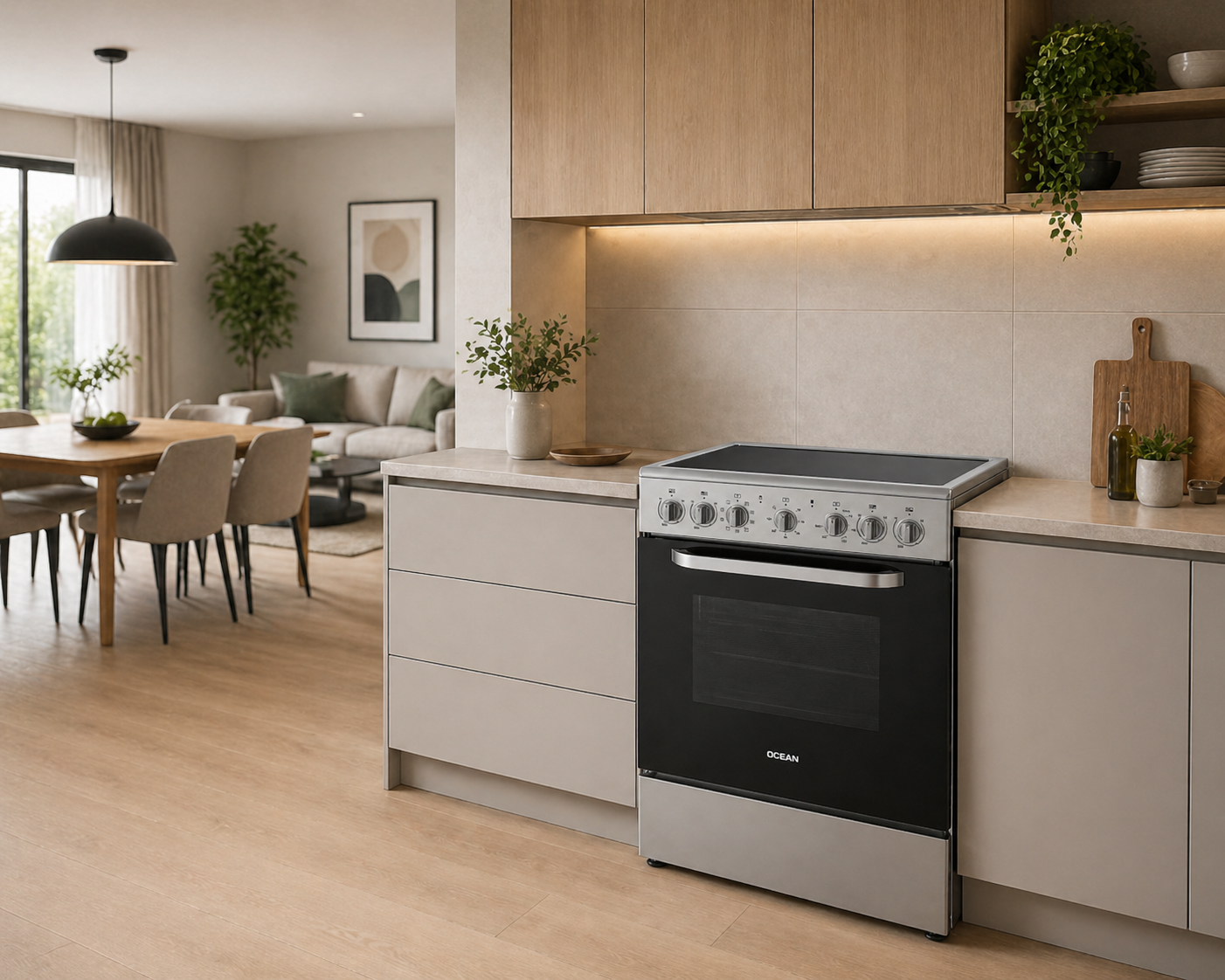 Cocina Eléctrica OCEAN 60x65cm Vitrocerámica VCOM 6604-4I