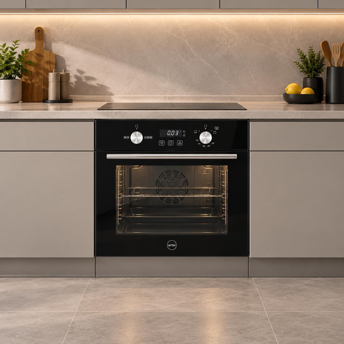 Horno a Gas Empotrable Artei Scalea 60 cm con Grill Eléctrico y Programador Digital  GD0167A-0203