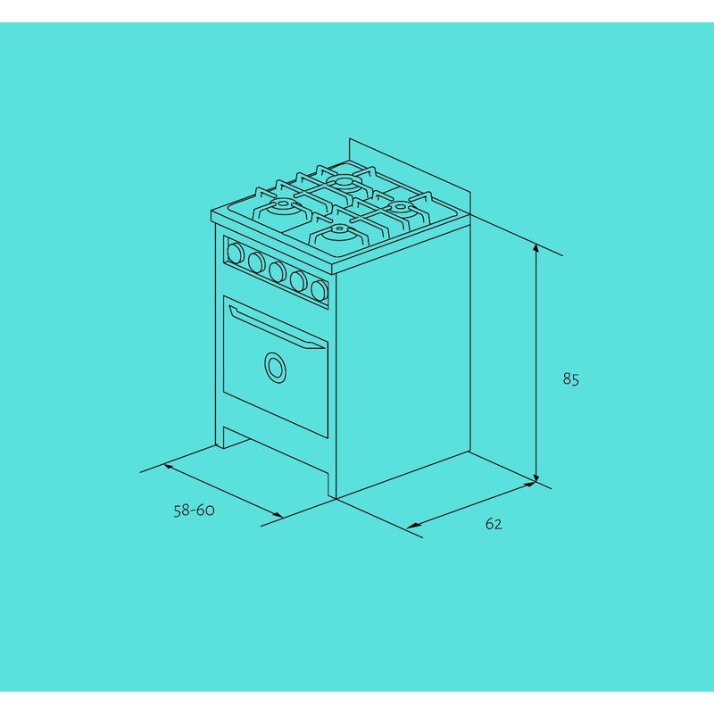 Cocina Semi-industrial 55/60 Cm Corbelli Tst Acero 4 H