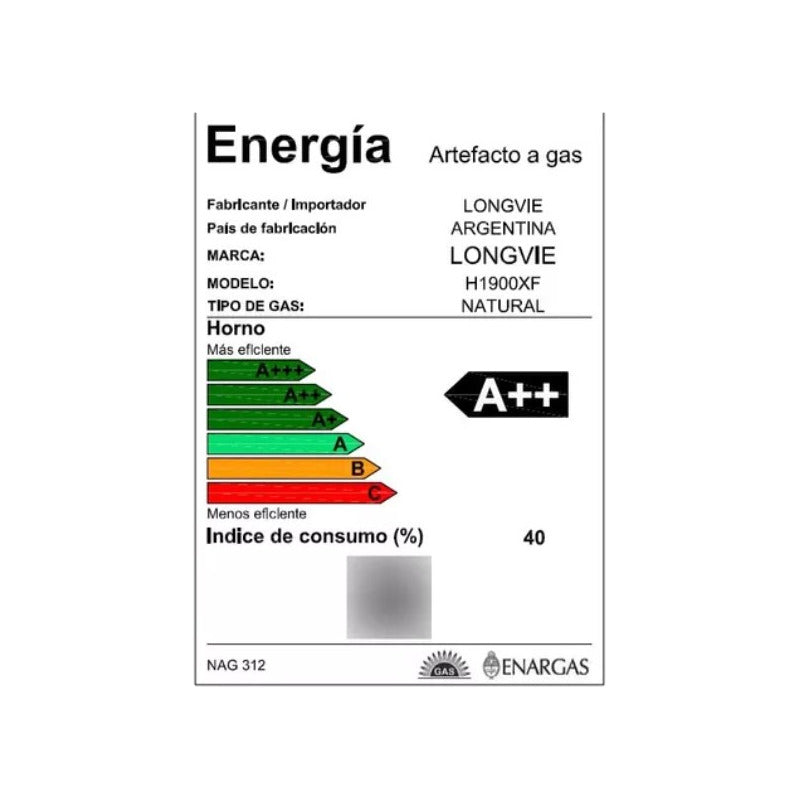 Horno A Gas Longvie H1900xf Con Grill Eléctrico De Empotrar Color Acero Inoxidable