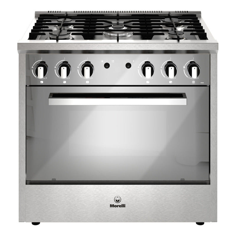 Cocina Morelli Zafira 900 Gas 5 Hornallas Con Visor Espejado Color Plateado