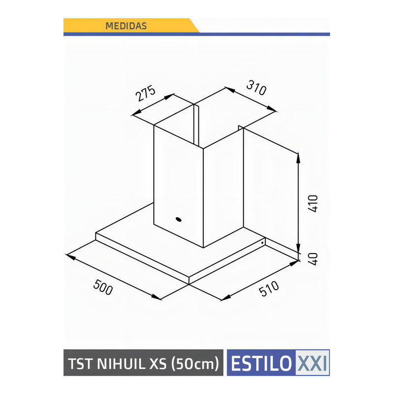 Campana De Cocina Tst Nihuil Xs 50cm Pared Acero Inoxidable Color Plateado