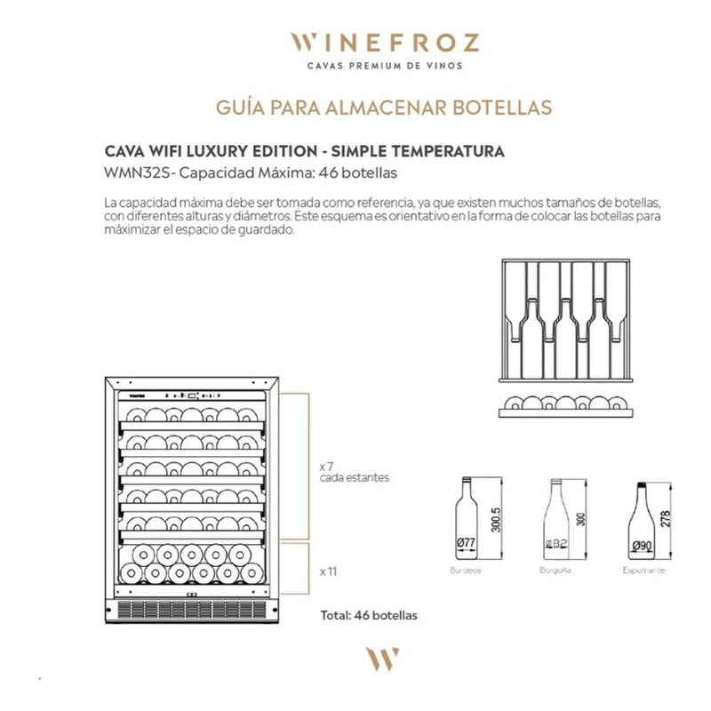 Cava Winefroz Wmn32s Wifi Luxury Edition Para 46 Botellas