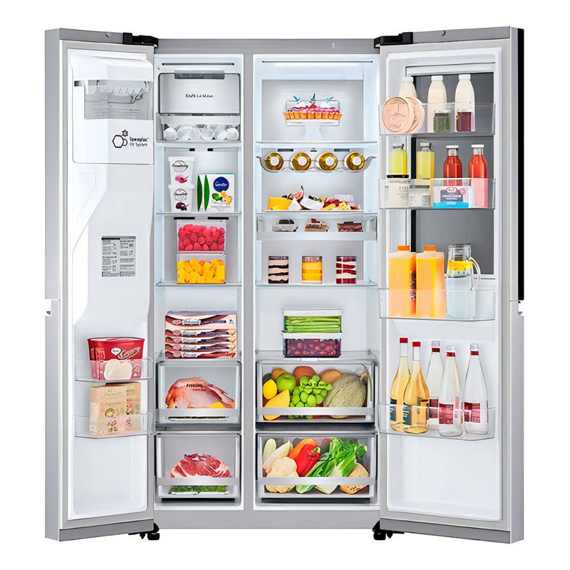 Heladera Side-by-side LG Instaview Thinq Ls66 Inverter 570lts Total No Frost, Color Plateado - Excelente (Reacondicionado)