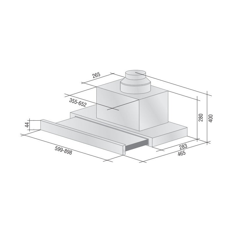 Campana Hotpoint Extensible 60cm No Flexa Reacondicionada