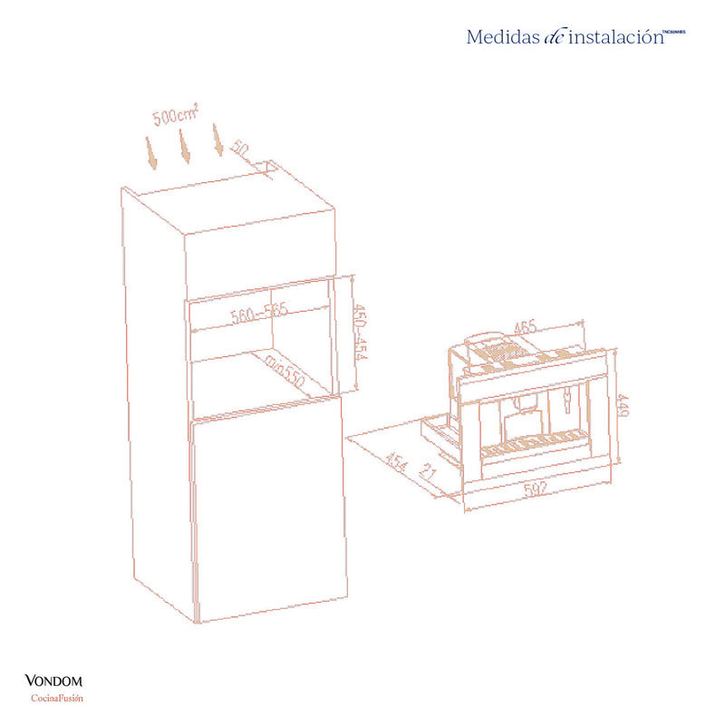 Cafetera Eléctrica Empotrable Vondom Con Pantalla Tft & Wifi 60 Cm