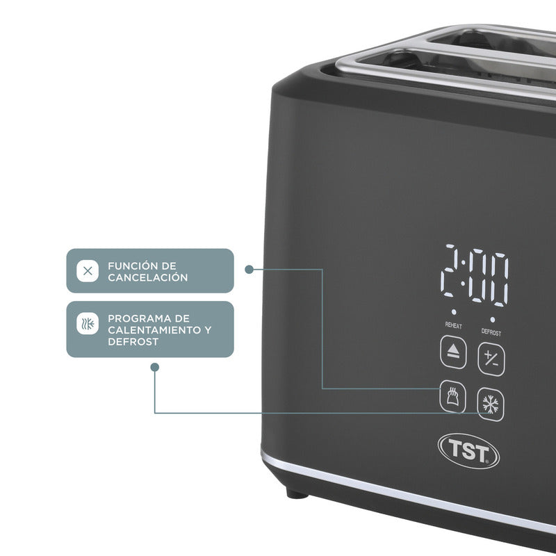 Tostadora Eléctrica - Tst - Negro Mate - Pantalla Digital -