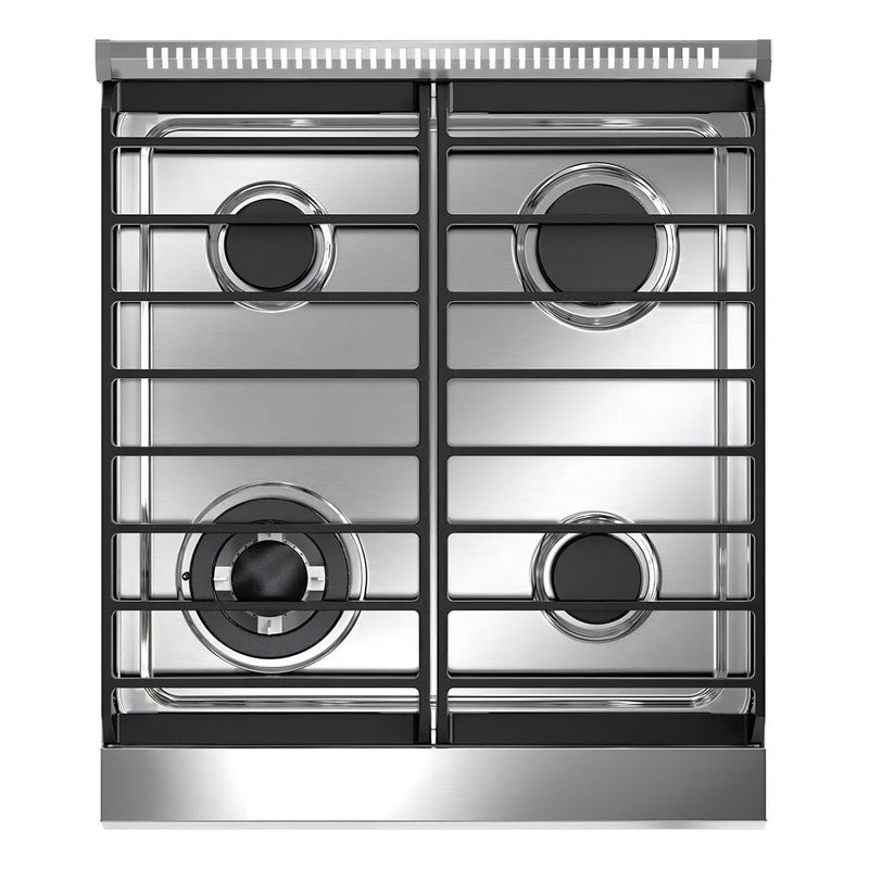 Cocina Industrial Morelli Volta 55cm 4 Hornallas A Gas Con Horno Convector Electrico Acero Inox