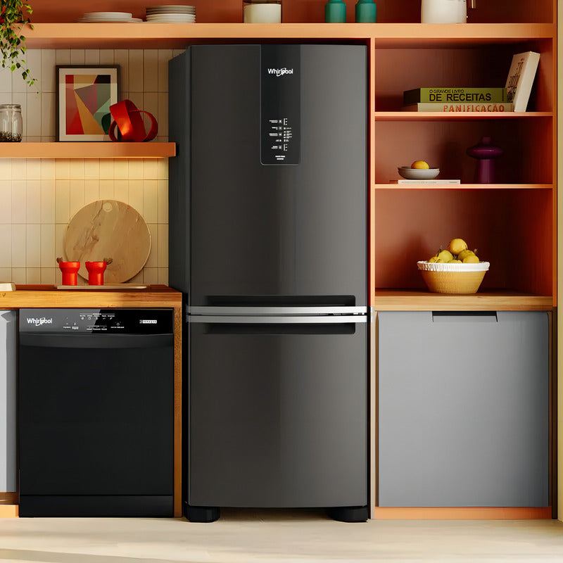 Heladera Whirlpool Wre57ce No Frost Inverter 449 Litros Bottom Freezer Color Negro