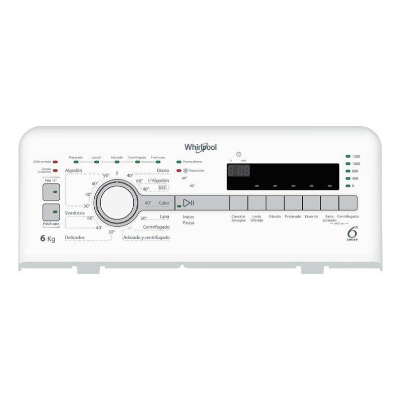 Lavarropas Whirlpool Carga Superior 40cm Wcs60zb 6kg 1200rpm Color Blanco